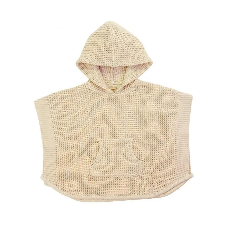 Newborn Poncho: Organic Cable Knit Sweater Newborn Cloak