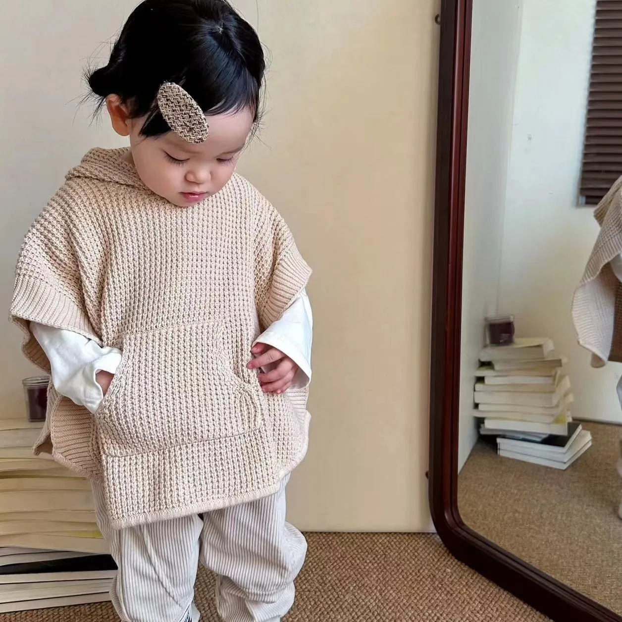 Newborn Poncho: Organic Cable Knit Sweater Newborn Cloak