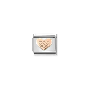 Nomination Composable Link Celtic Knot In Heart, 9K Rose Gold