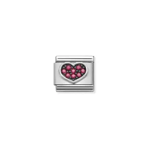 Nomination Composable Link Heart, Fuchsia Cubic Zirconia, Silver