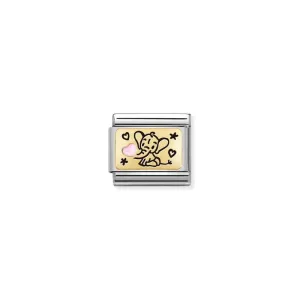 Nomination Composable Link Pink Baby Elephant, 18K Gold & Enamel