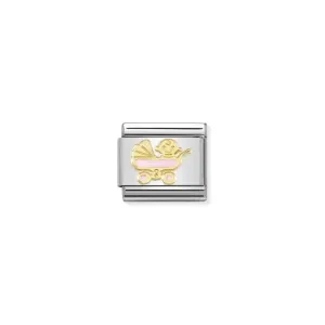 Nomination Composable Link Pink Baby Pram, 18K Gold & Enamel