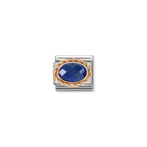 Nomination Composable Link Rope, Faceted Blue Cubic Zirconia, 9K Rose Gold
