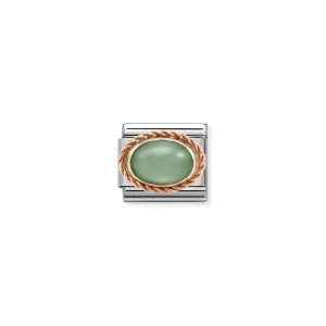 Nomination Composable Link Rope, Green Aventurine Stone, 9K Rose Gold