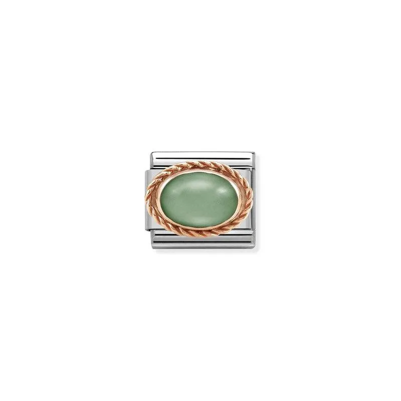 Nomination Composable Link Rope, Green Aventurine Stone, 9K Rose Gold
