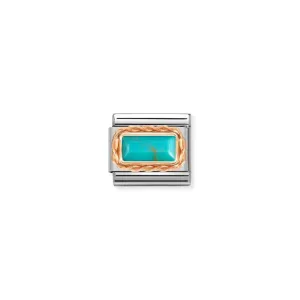 Nomination Composable Link Rope, Turquoise Stone, 9K Rose Gold