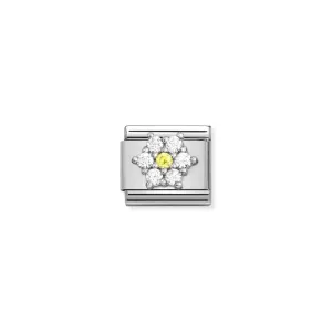 Nomination Composable Link Silver Flower, Cubic Zirconia, Silver
