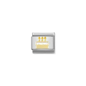 Nomination Composable Link White Birthday Cake, 18K Gold & Enamel
