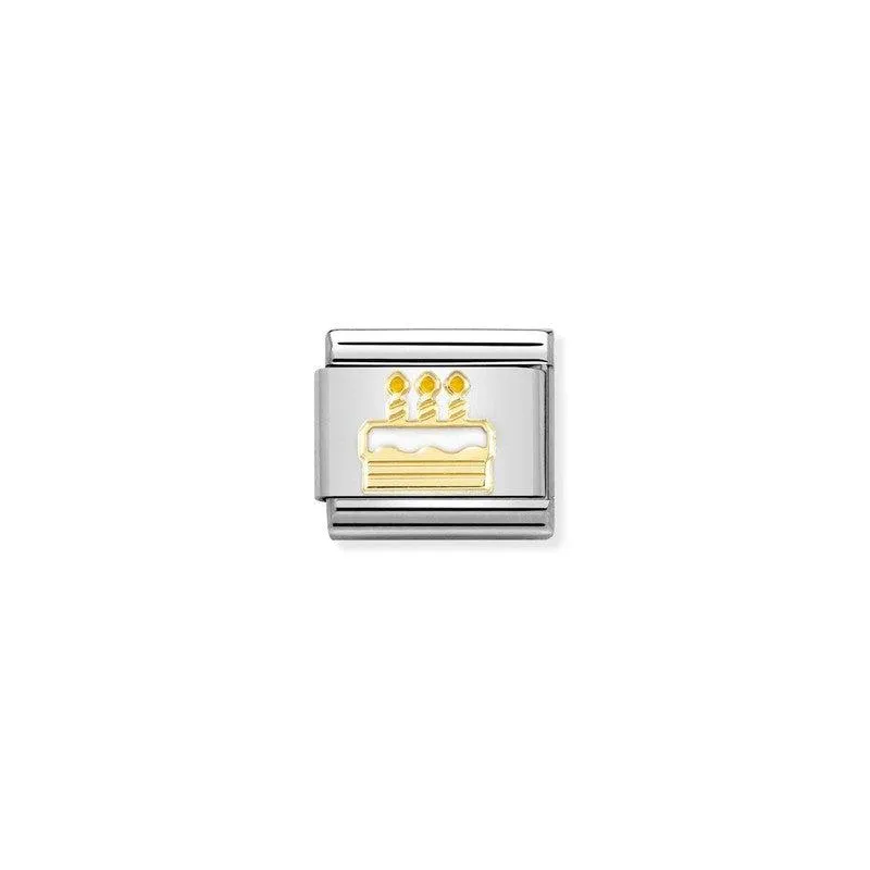 Nomination Composable Link White Birthday Cake, 18K Gold & Enamel