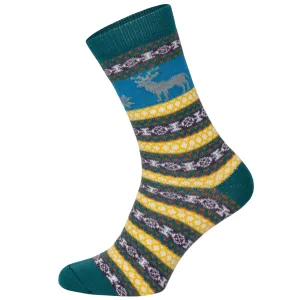 Nordic Socks Collection: Elk Hygge Green Wool Socks