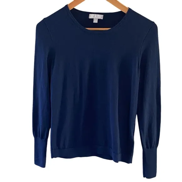 NWOT J. Crew Halle Navy Blue Merino Wool Sweater Size Small