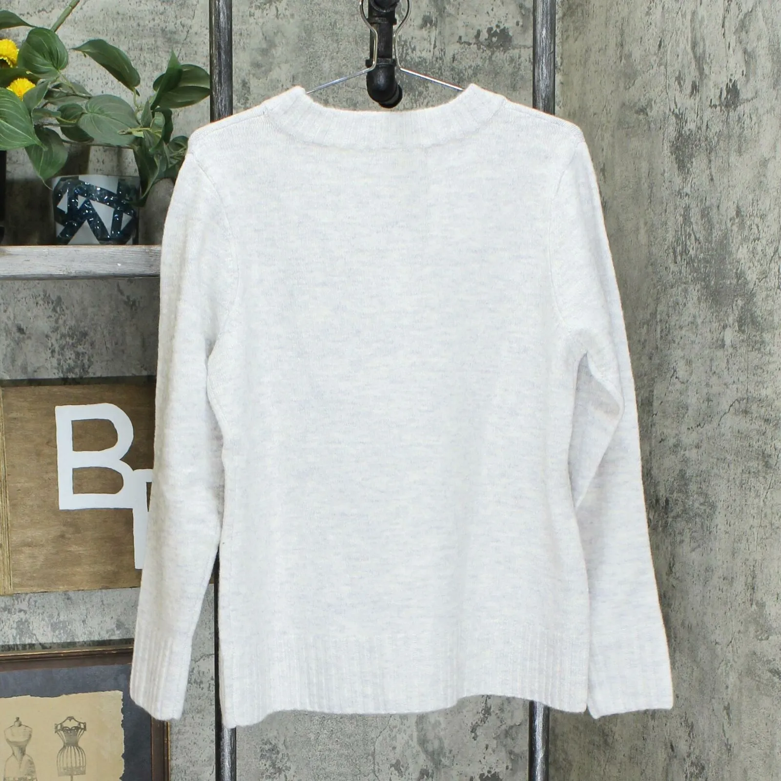 NWT Denim & Co. Women's Crew Neck Long-Sleeve Embroidered Sweater Large
