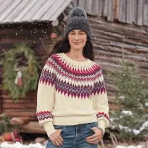 NWT SUNDANCE Eloise Fairisle Pullover Sweater Cream Cotton Wool Size XS $148.00