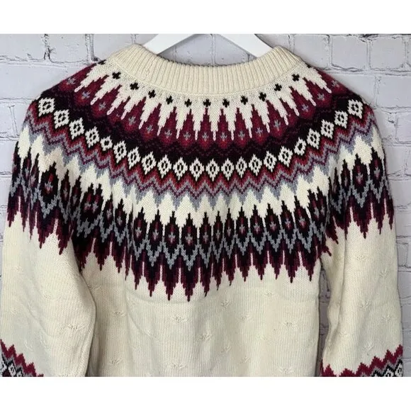 NWT SUNDANCE Eloise Fairisle Pullover Sweater Cream Cotton Wool Size XS $148.00