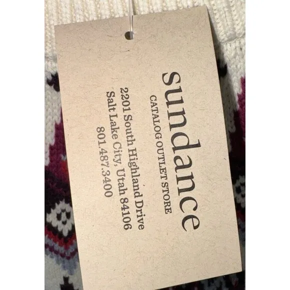 NWT SUNDANCE Eloise Fairisle Pullover Sweater Cream Cotton Wool Size XS $148.00