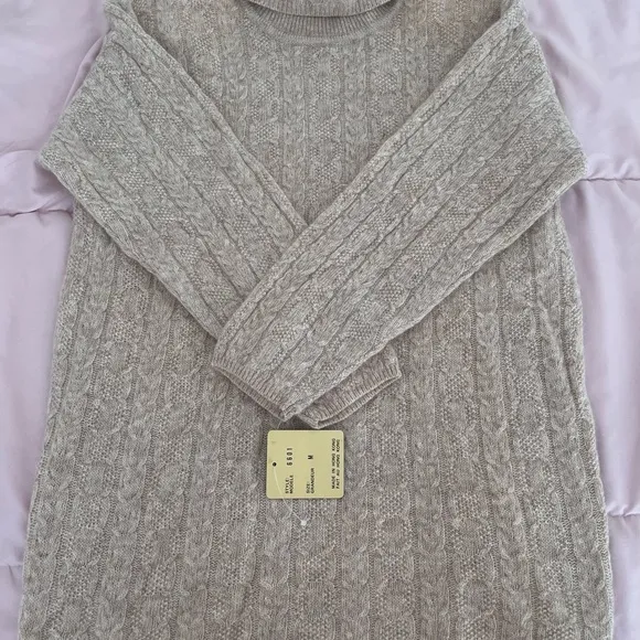 NWT Vintage Jeanne Pierre Lambswool angora oatmeal cottage Turtleneck Sweater M