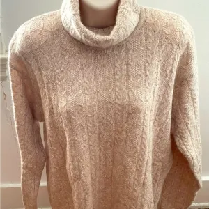 NWT Vintage Jeanne Pierre Lambswool angora oatmeal cottage Turtleneck Sweater M