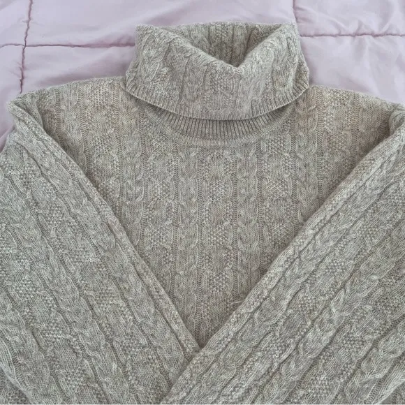 NWT Vintage Jeanne Pierre Lambswool angora oatmeal cottage Turtleneck Sweater M