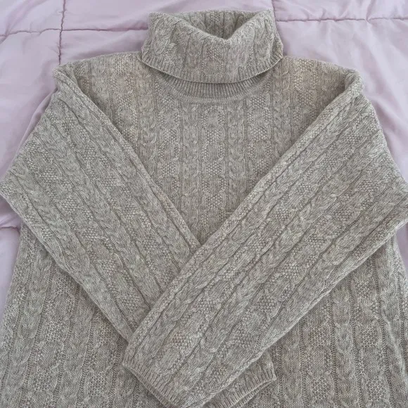 NWT Vintage Jeanne Pierre Lambswool angora oatmeal cottage Turtleneck Sweater M
