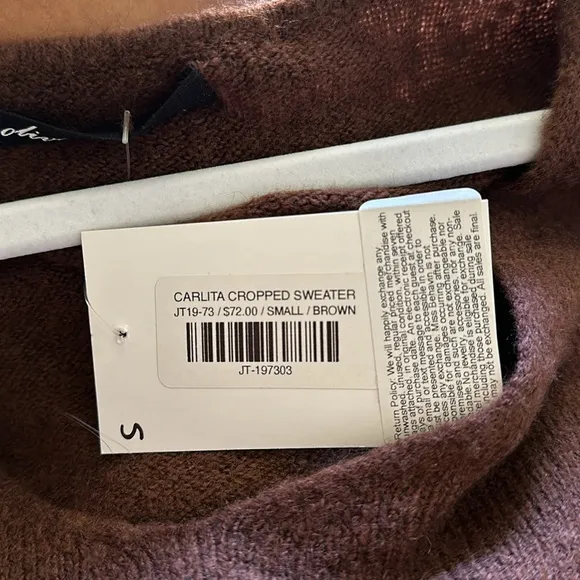 Olivaceous Carlita cropped brown sweater — size small