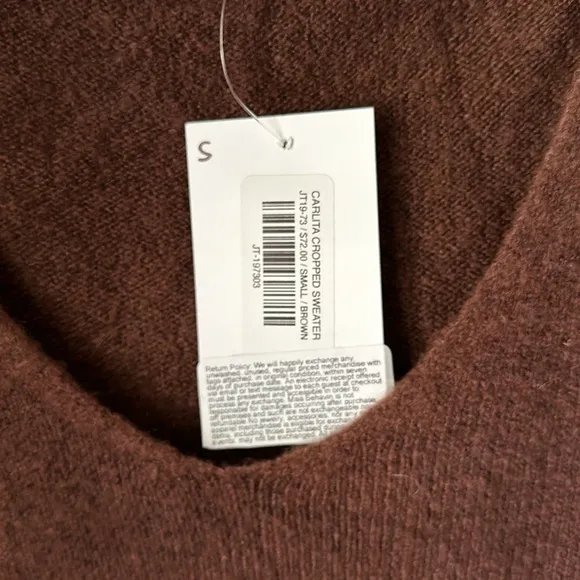 Olivaceous Carlita cropped brown sweater — size small