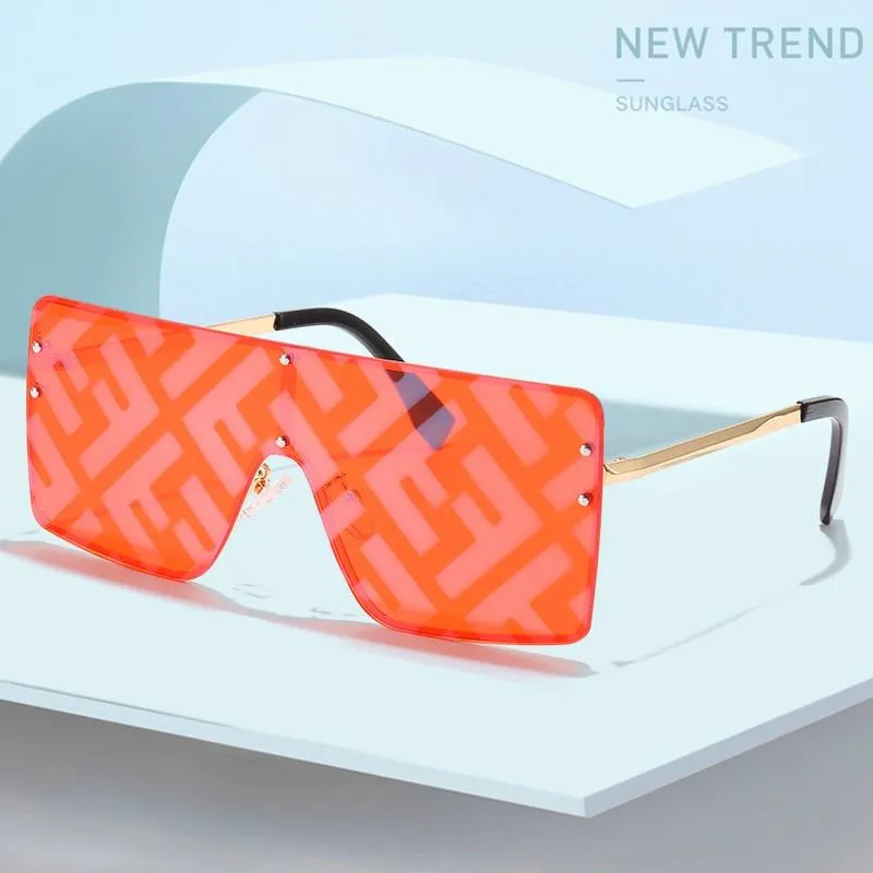 One Piece Square Sunglasses Designer Oversized Big Frame Shades