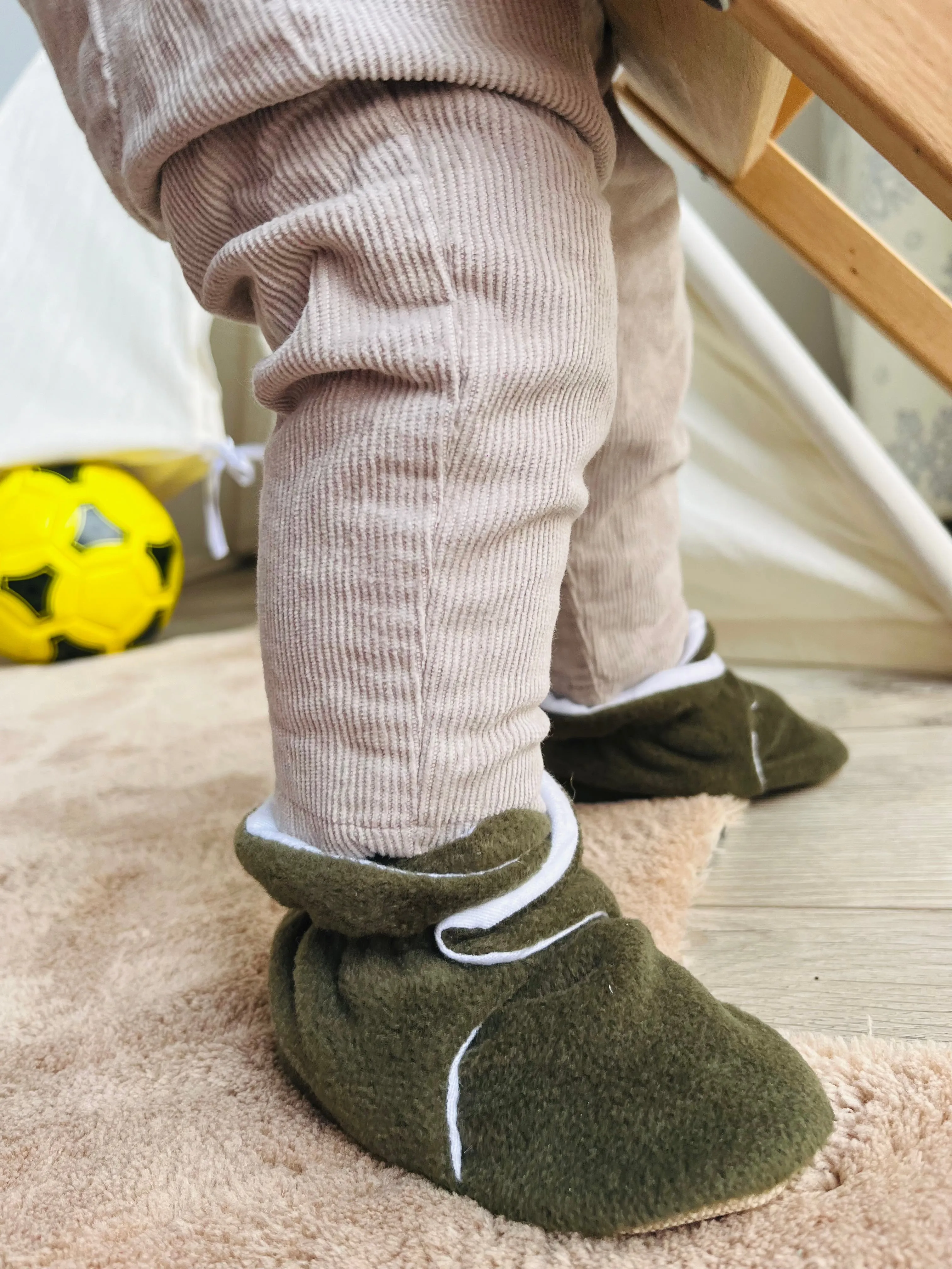 Organic Baby Booties, Newborn Booties Basic, Khaki