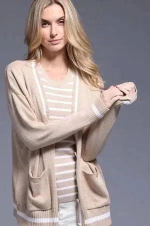 Oversized Cardigan with Tipping