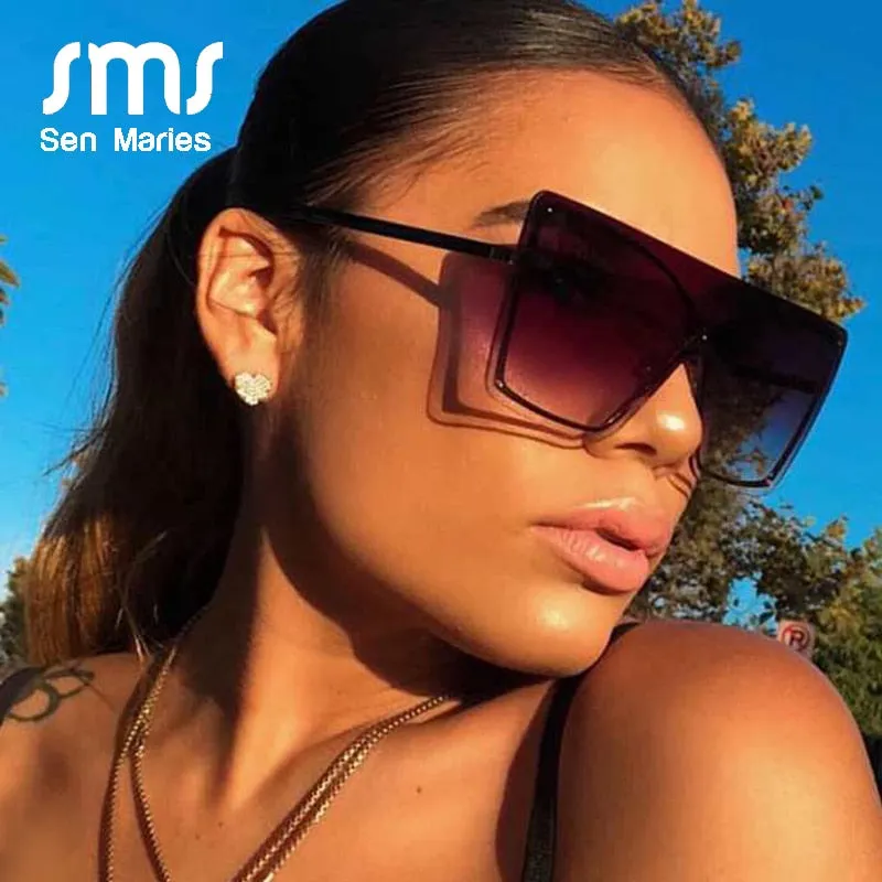 Oversized Red Yellow Gradient Cat Eye Sunglasses