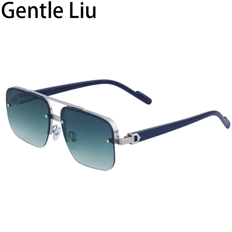 Oversized Square Rimless Sunglasses for Men