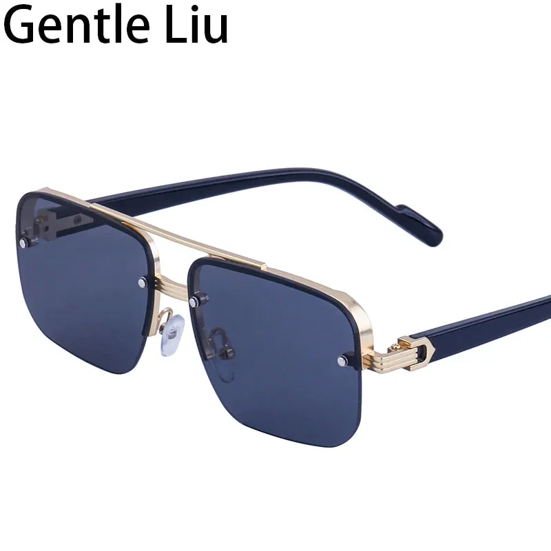 Oversized Square Rimless Sunglasses for Men