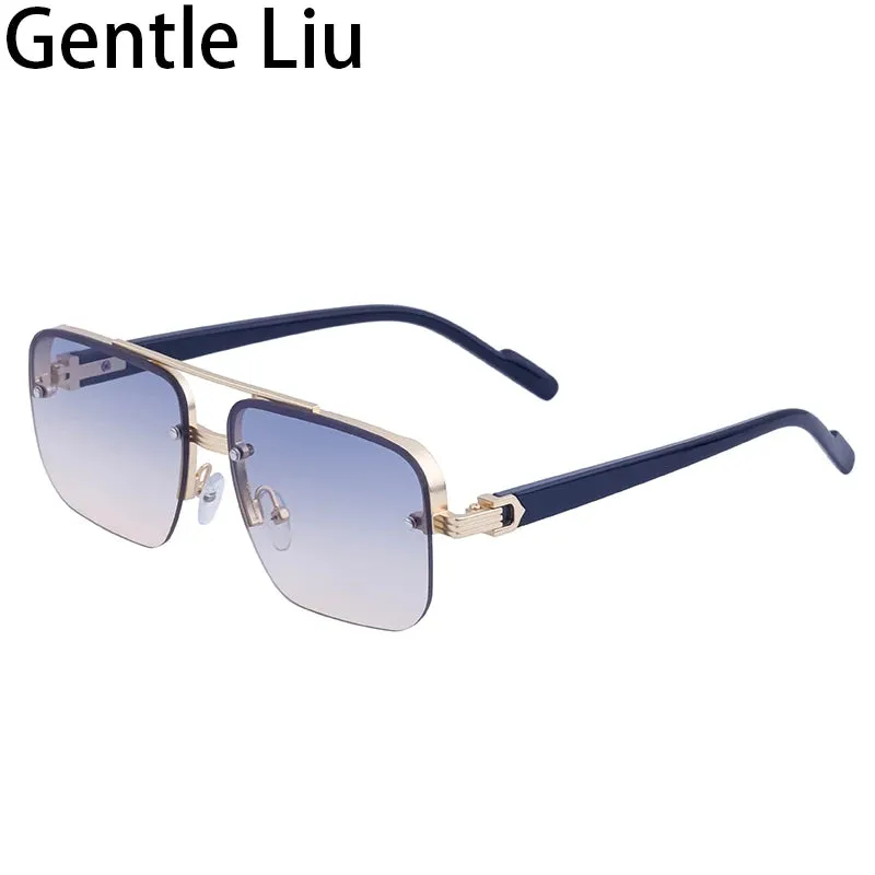 Oversized Square Rimless Sunglasses for Men