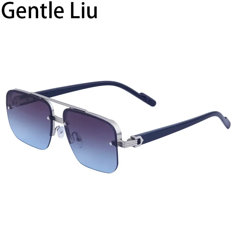 Oversized Square Rimless Sunglasses for Men