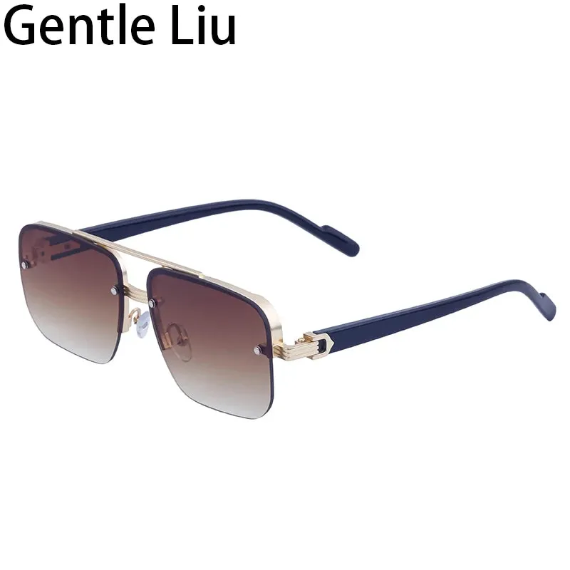 Oversized Square Rimless Sunglasses for Men
