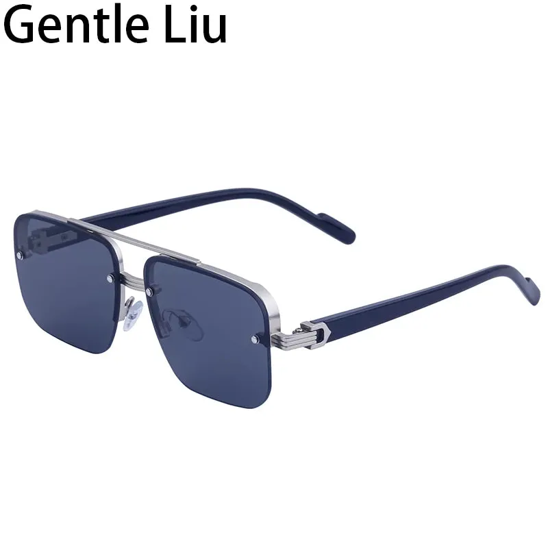 Oversized Square Rimless Sunglasses for Men