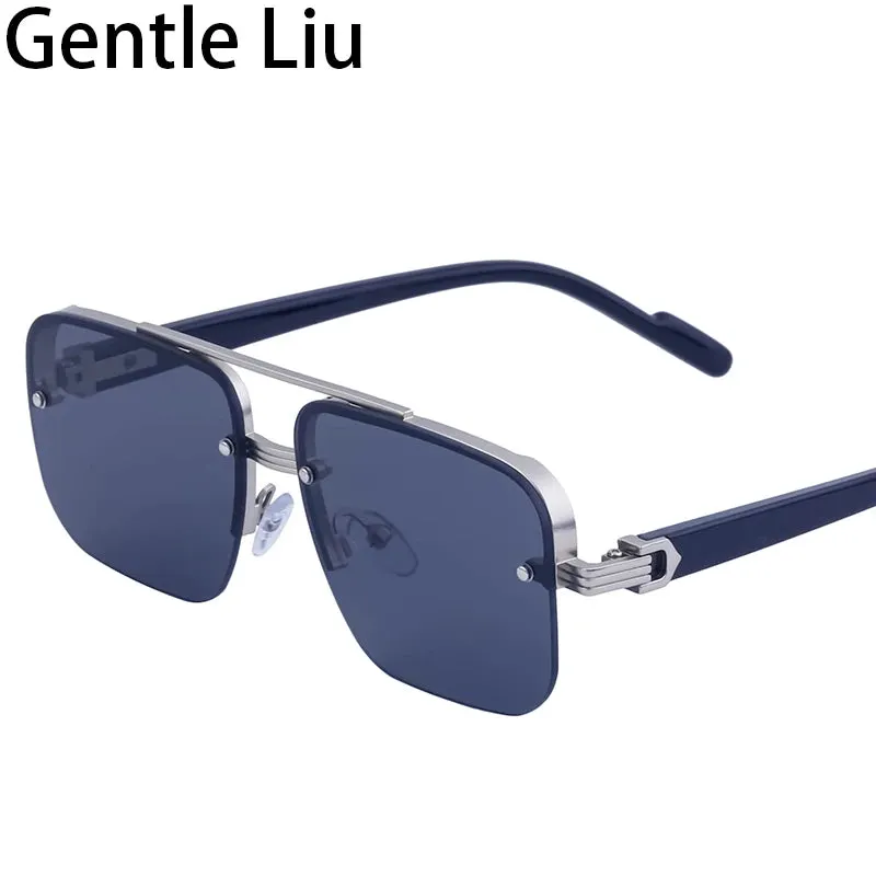 Oversized Square Rimless Sunglasses for Men