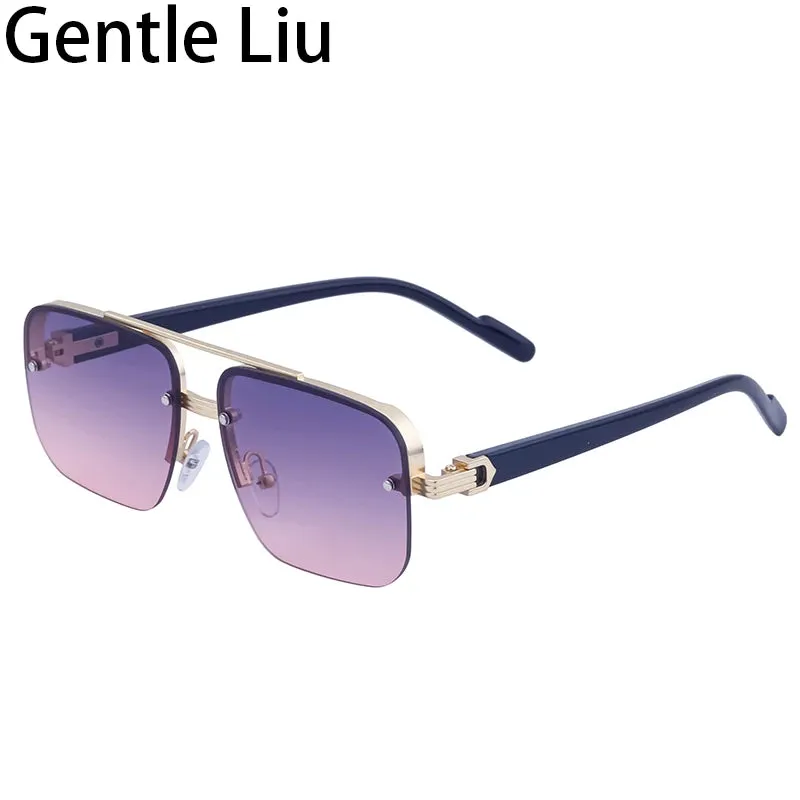 Oversized Square Rimless Sunglasses for Men