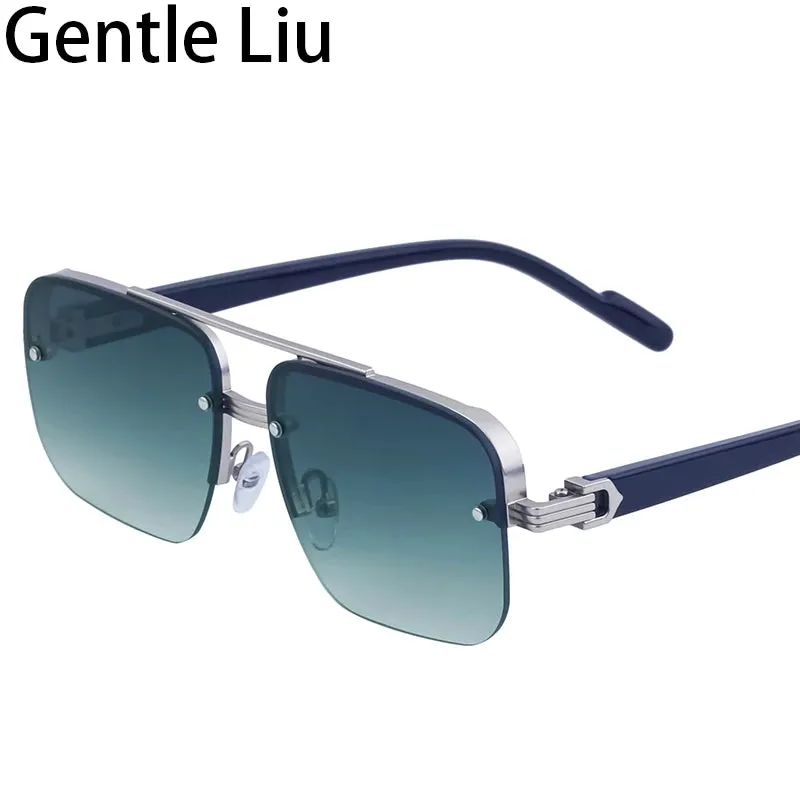 Oversized Square Rimless Sunglasses for Men