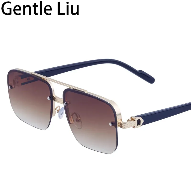 Oversized Square Rimless Sunglasses for Men