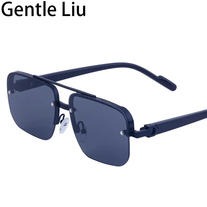 Oversized Square Rimless Sunglasses for Men