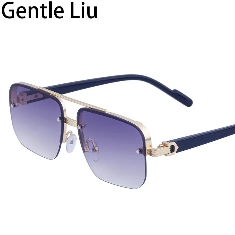 Oversized Square Rimless Sunglasses for Men
