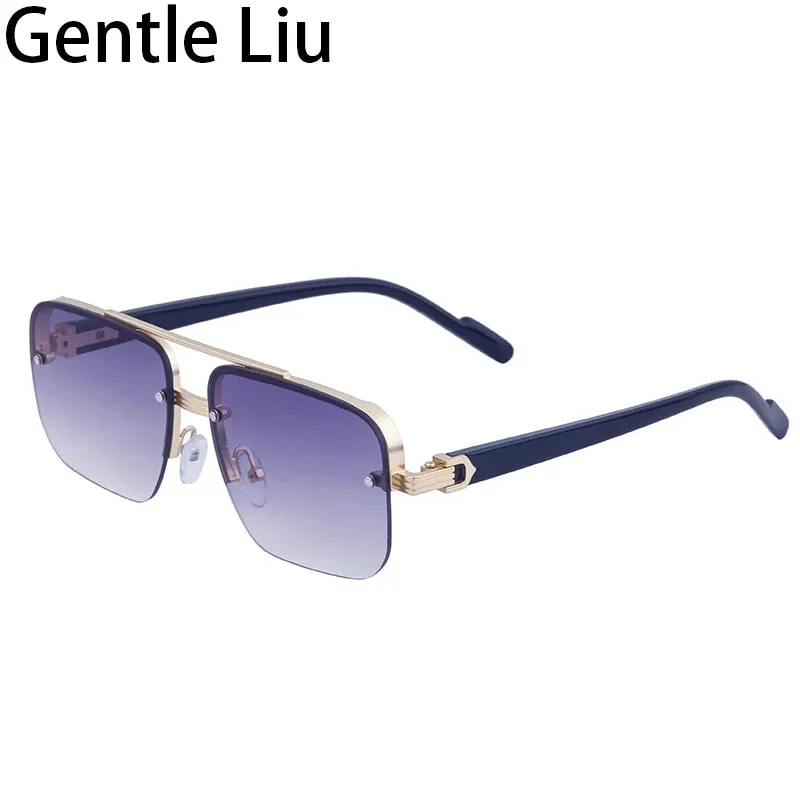 Oversized Square Rimless Sunglasses for Men