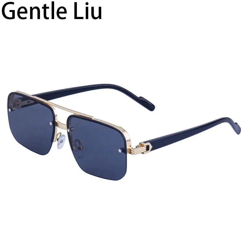 Oversized Square Rimless Sunglasses for Men