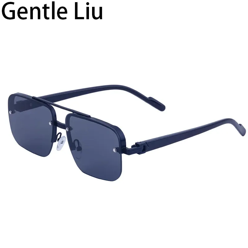 Oversized Square Rimless Sunglasses for Men