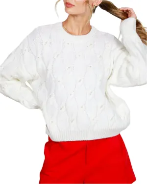 Pearl Cable Sweater - Creampuff