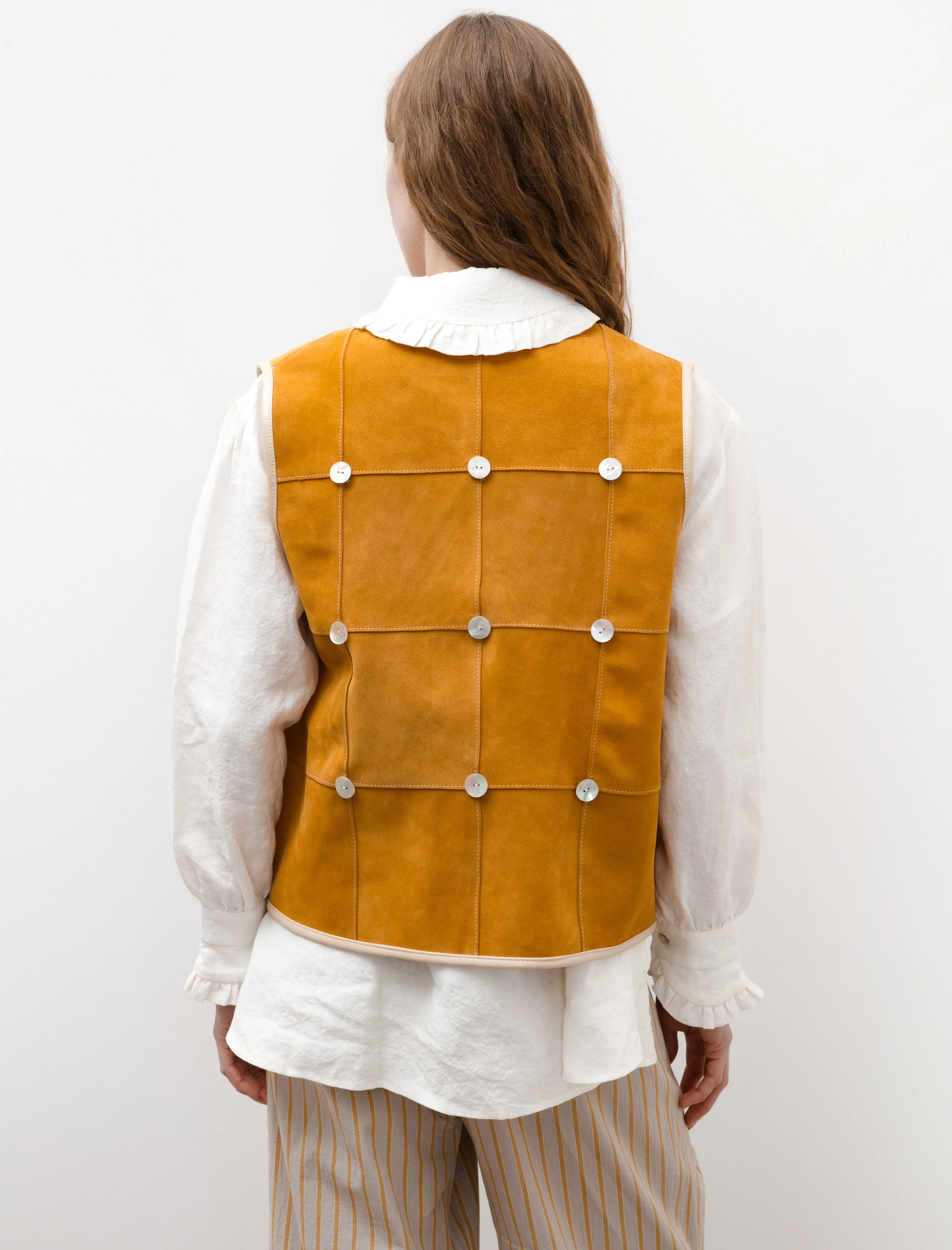 Pearl Leather Ella Vest Mustard
