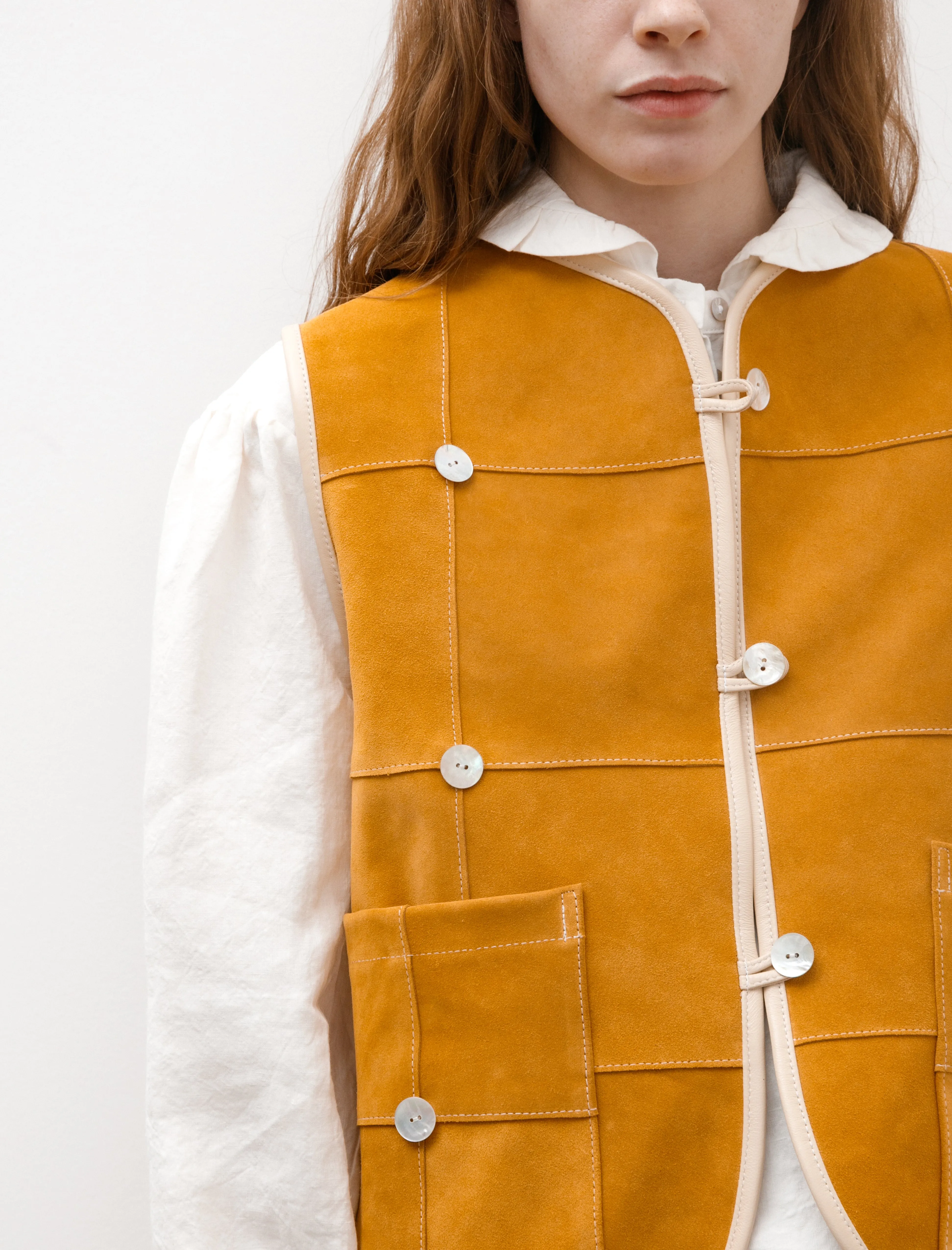 Pearl Leather Ella Vest Mustard