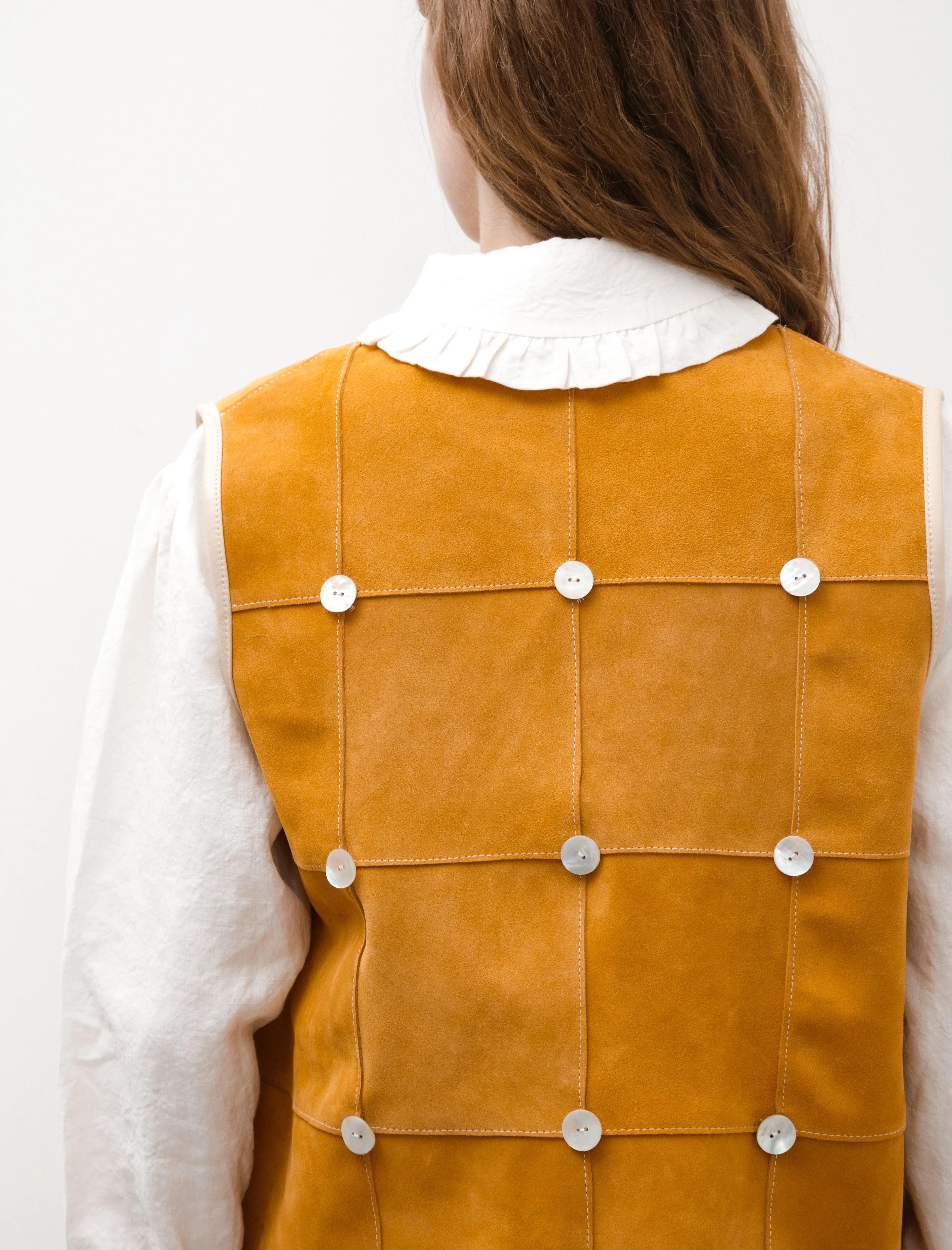 Pearl Leather Ella Vest Mustard
