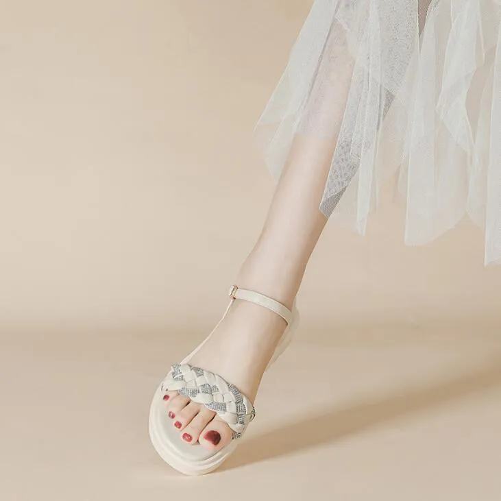 Petite Ankle Strap Flat Heel Sandals AS06
