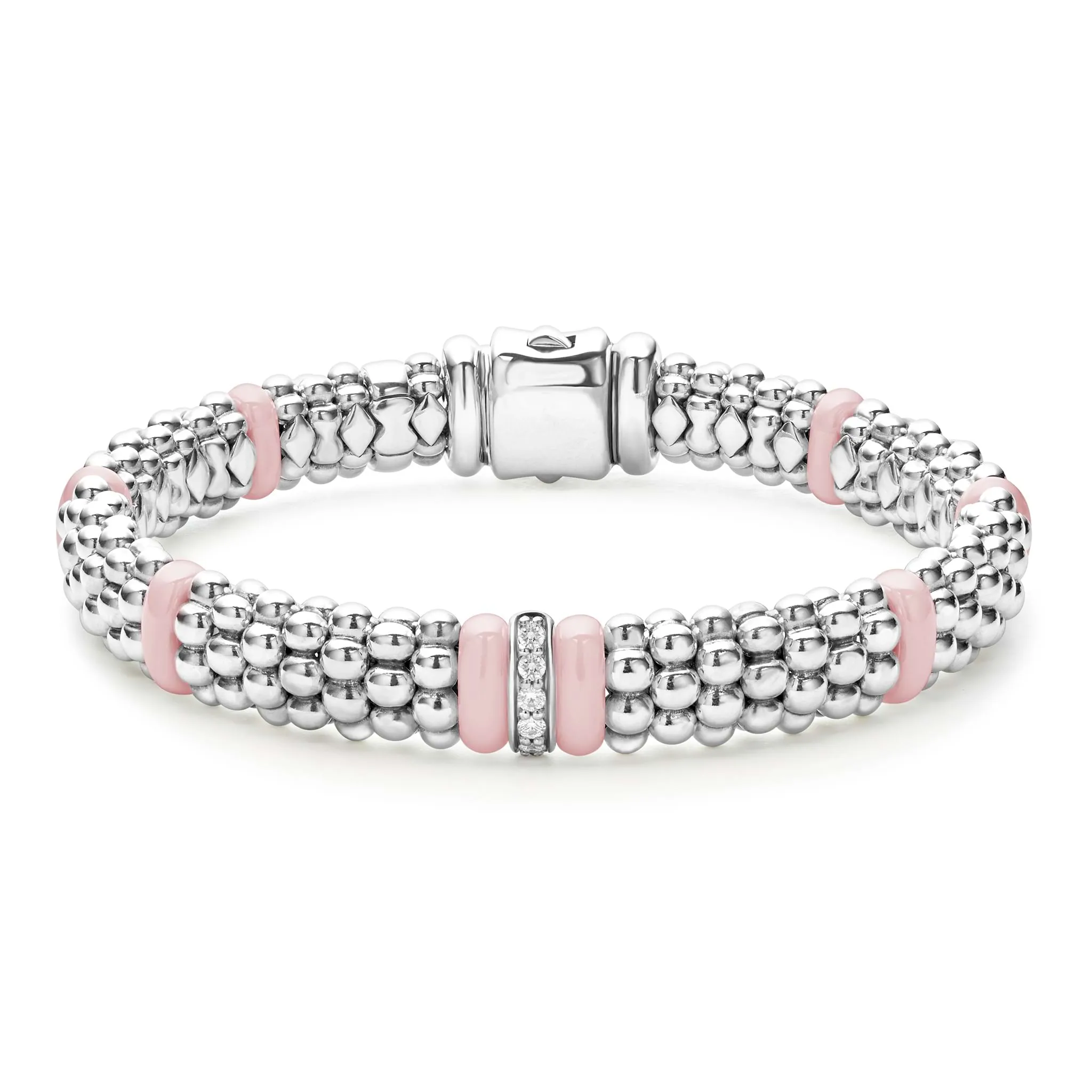 Pink Caviar Pink Single Station Diamond Caviar Bracelet | 9mm